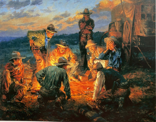 Andy Thomas Cowboy Craps Art Print-Signed  Paper (16 x 13) Image (14 x 11)