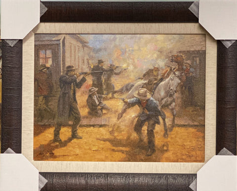 Andy Thomas Tombstone Turmoil Ok Corral Signed Canvas-Framed 21 x 17