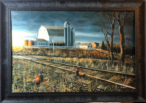 Jim Hansel At the Crossing Pheasant Farm Art Print Framed 33.5 x 23.5