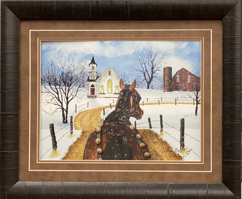 Billy Jacobs Sleigh Bells Ring Horse Church Art Print-Framed 23 x 19