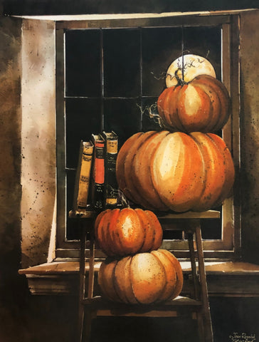 John Rossini Stacked Fall Pumpkin Art Print (12x16)