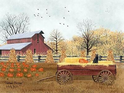 Billy Jacobs Autumn Blessings Pumpkin Farm Cat Art Print  16 x 12