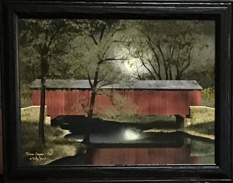Billy Jacobs Warm Summer's eve Bridge Full Moon Art Print-Framed 18.5 x 14.5