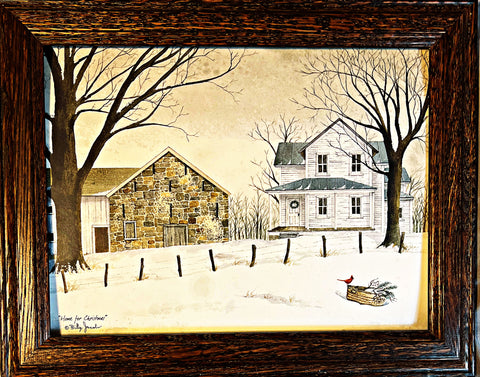 Billy Jacobs Home For Christmas Farm Cardinal Decorator Print-Framed (Wood) 14.5 x 11.5