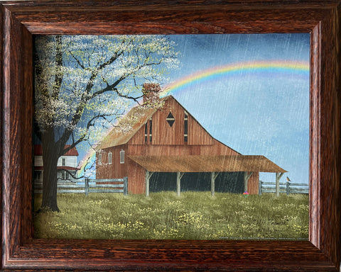 Billy Jacobs His Promise rainbow Farm Decorator Art Print Framed 14.5 x 11.5