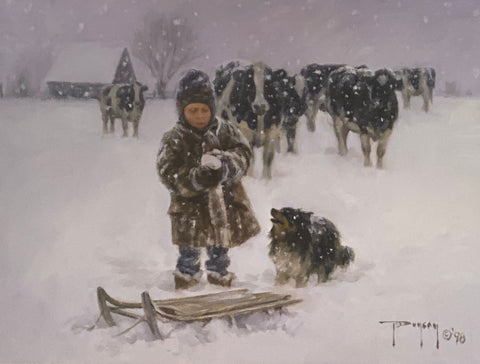 Robert Duncan Good Snow Boy Cow Art Print-16 x 12