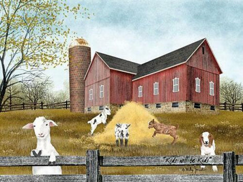 Billy Jacobs Kids will be Kids Farm Goat Sheep Art Print-12 x 9