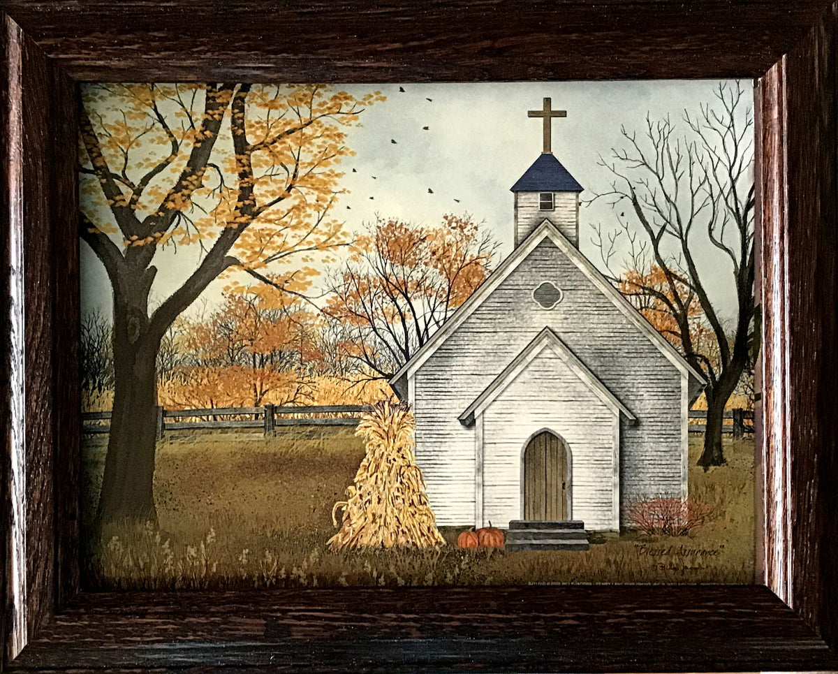 Billy Jacobs Blessed Assurance Church Fall Art Print-Framed Decorator 14.5 x 11.5