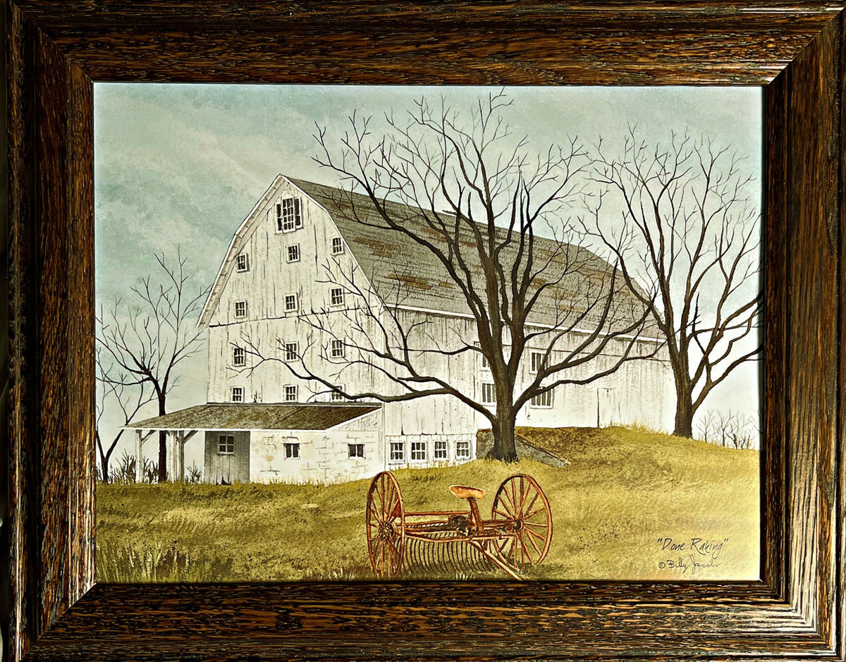 Billy Jacobs Done Raking Farm Decorator Print-Framed  14.5 x 11.5