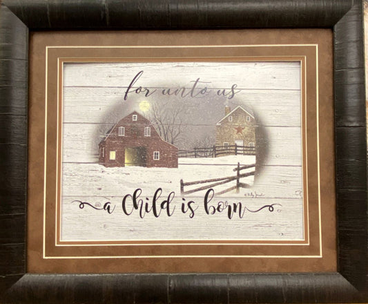 Billy Jacobs For Unto Us a Child is Born Christmas Art Print-Framed 23 x 19