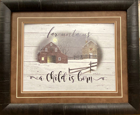 Billy Jacobs For Unto Us a Child is Born Christmas Art Print-Framed 23 x 19