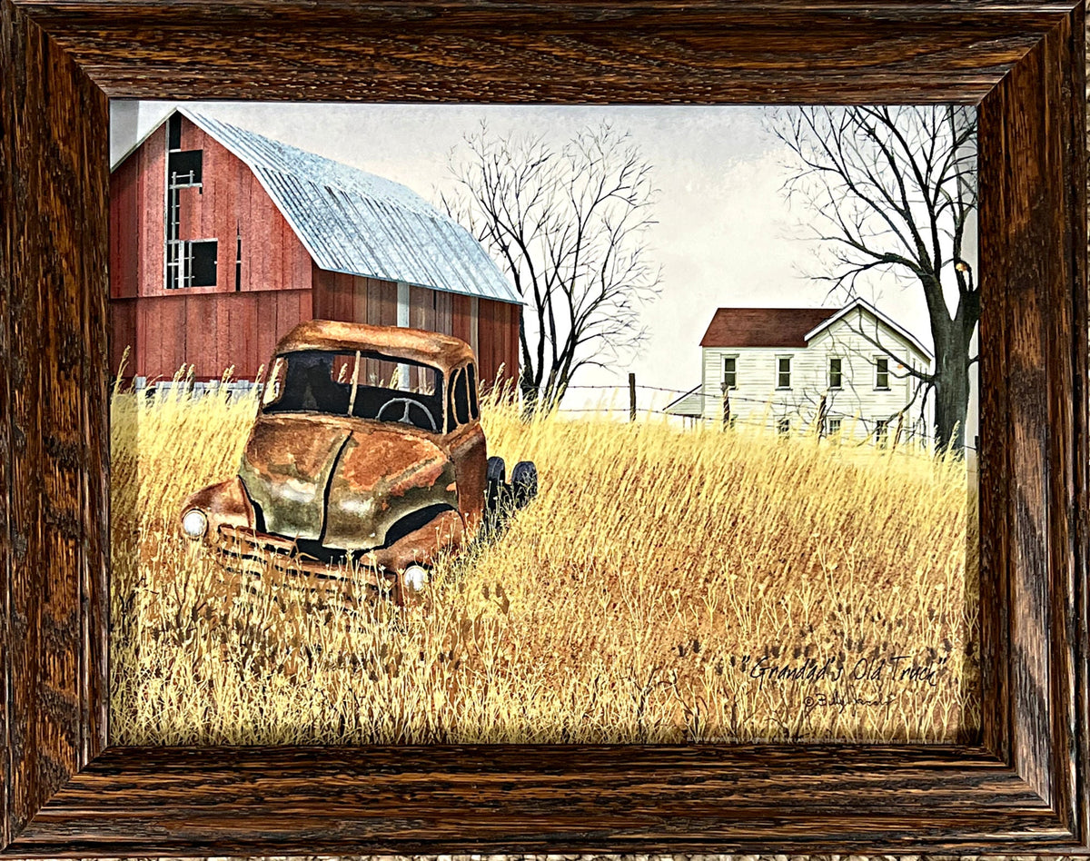 Billy Jacobs Grandad's Old Truck Farm Barn Art Print-Framed Decorator 14.5 x 11.5