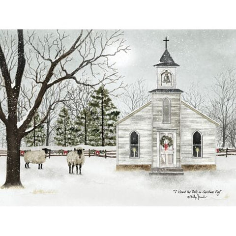 Billy Jacobs I heard the bells on Christmas Day Church and Sheep Art Print - 16 x 12 - 16 x 12