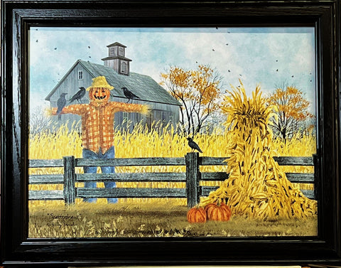 Billy Jacobs Scatterbrains Scarecrow Black Bird Fall Art Print-Framed Studio Canvas 19 x 15