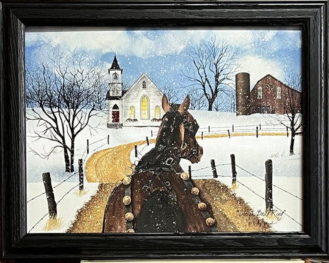 Billy Jacobs Sleigh Bells Ring Christmaas Studio Canvas Framed 18.5 x 14.5
