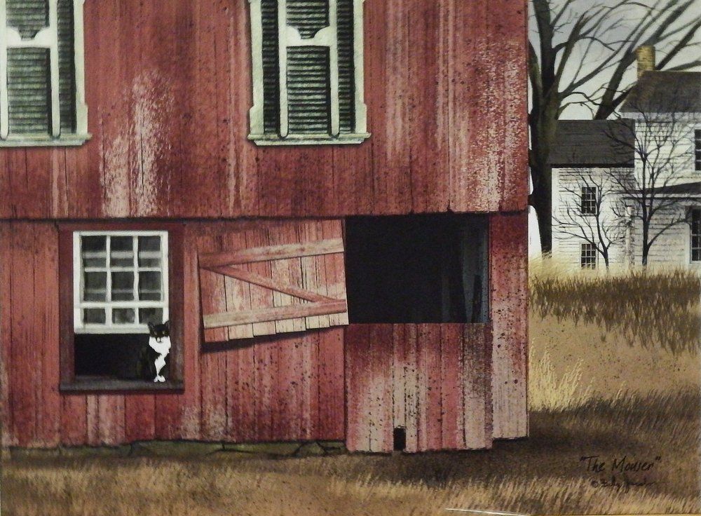 Billy Jacobs " The Mouser" Cat barn Farm print 16" x 12"