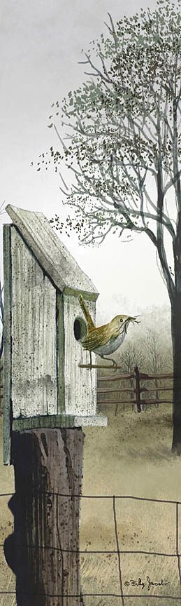 Billy Jacobs Wren with Birdhouse Art Print 12 x 36-FREE SHIPPING