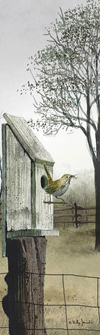 Billy Jacobs Wren with Birdhouse Art Print 12 x 36-FREE SHIPPING