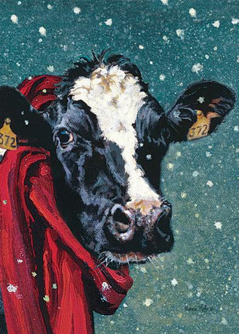 Bonnie Mohr, Staying warm for winter Cow Art Print 12 x 16