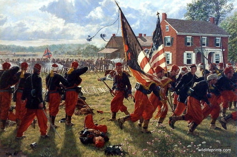 Bradley Schmehl Civil War Painting of Gettysburg-Collapse of the Peach Orchard Line