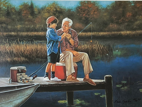Brian Kuether My Teacher Grandfather Fishing S/N Art Print 16 x 12