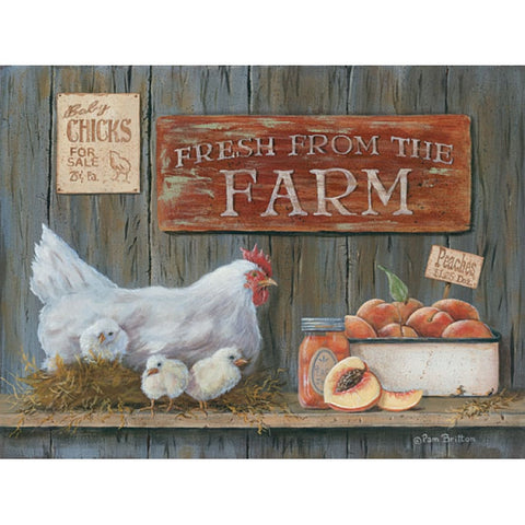 Pam Britton Fresh From the Farm Chicken with Chicks Art Print