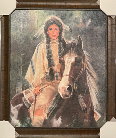Maija Painted Pony Native American Print-Framed  25 x 29.5