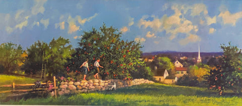 Paul Landry Apple orchard S/N Children Summer Art Print 19.5 x 8.5
