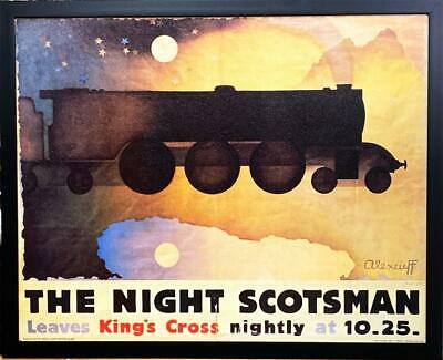 The Night Scotsman Train Poster Framed 32 x 26