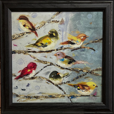 Ninalee Irani Shady on the west side Birds Art Print Framed 14.5 x 14.5