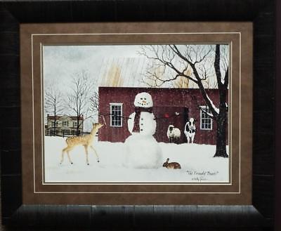 Billy Jacobs The Friendly Beasts Snowman Deer Cow Art Print-Framed 23 x 19