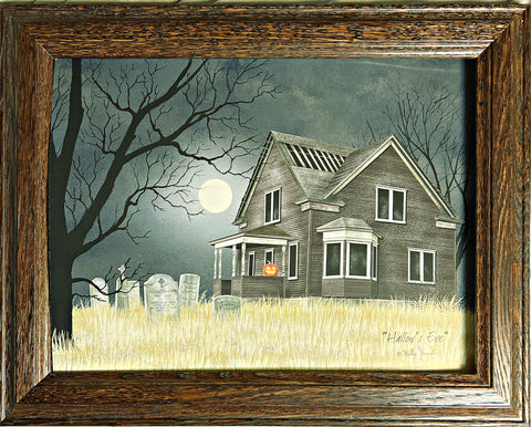 Billy Jacobs Hallow's Eve Haunted House Decorator Art Print-Framed 14.5 x 11.5