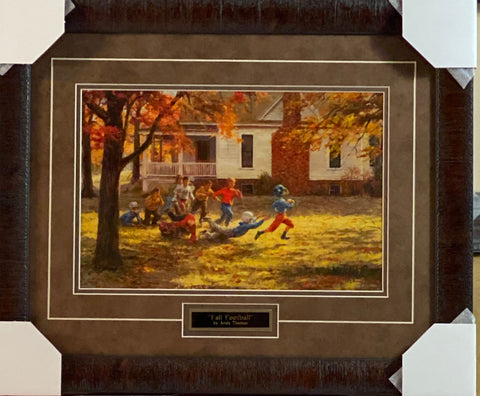 Thomas, Fall Football Boys Playing Art Print-Framed 23 x 19