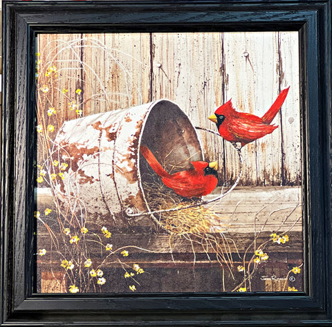 John Rossini Playing Around Cardinal Frame Art Print-14.5 x 14.5