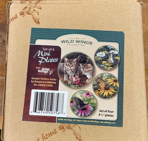 Rosemary Millette Set of Kitten and Butterfly mini plates Garden Visitors-Free Shipping