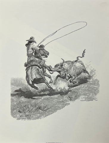 Will James Cowgirl Steer Roping Western Art Print-11 x 14