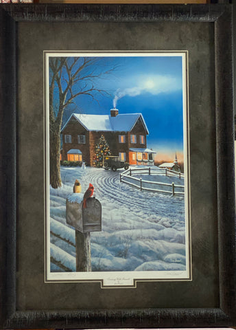 Hansel, Evening with Friends Christmas Art Print-Framed 24 x 32