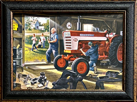 Charles Freitag Red Power Tractor Farm Art Print-Framed 12 x 9