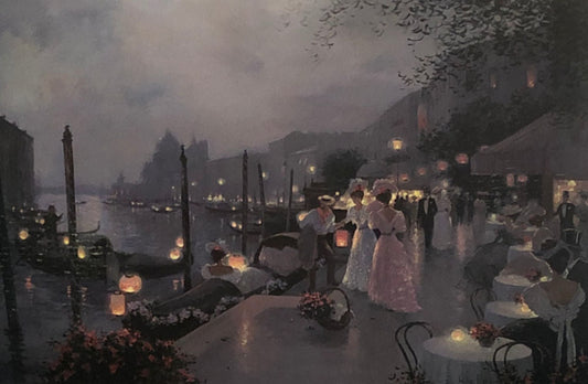 Christa Kieffer Night Festival in Venice Signed Art Print