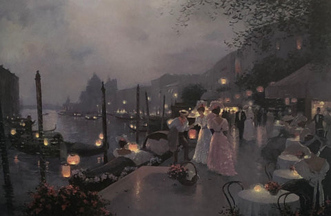 Christa Kieffer Night Festival in Venice Signed Art Print
