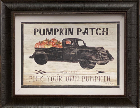 Cindy Jacobs Pumpkin Patch Old Truck Fall Art Print-Framed