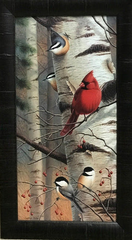 Cynthie Fisher Unannounced Visitors II Cardinal Print Framed 13.5 x 24
