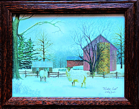 Billy Jacobs Winter Wool Sheep Farm Decorator Art Print-Framed 14.5 x 11.5
