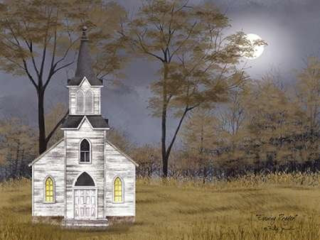 Billy Jacobs Evening Prayer Church Full Moon Art Print - 24 x 18