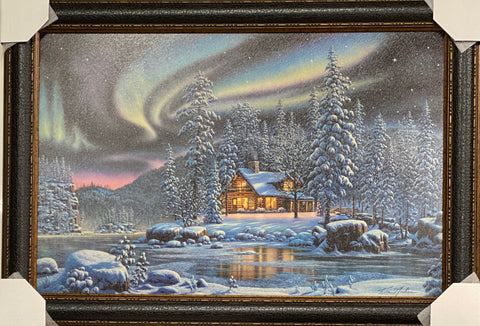 Kim Norlien Aurora Bliss Cabin Northern Lights Art Print-Framed 34 x 24