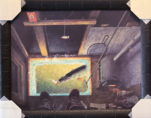 Les Kouba Darkhouse Spearing Fishing Art Print-Framed 25 x 20