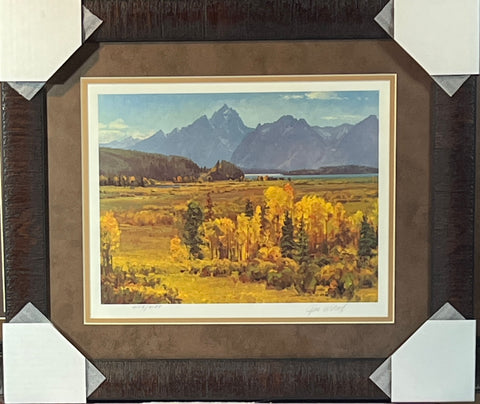 Jim Wilcox Stamp Print Teton National Park S/N Art Print-Framed