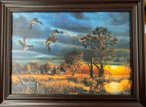 Jim Hansel "Morning Mallards" Duck Framed Decorator Print   15.5" x 11.5"