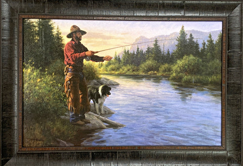 Robert Duncan Fish for Dinner Fishing Stream Art Print-Framed 33.5 x 23.5