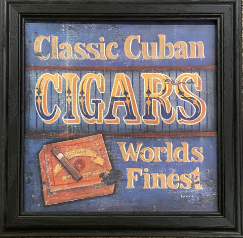 Kim Lewis Classic Cuban Cigar Art Print-Framed 14.5 x 14.5 Free Shipping